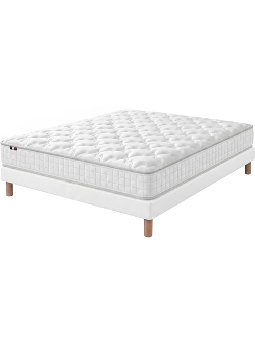 Ensemble matelas ressorts astre sommier déco blanc - Kiabi