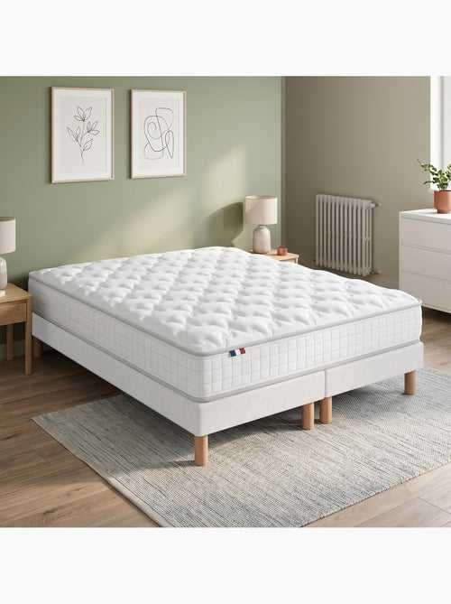 Ensemble matelas ressorts astre sommier déco blanc - Kiabi