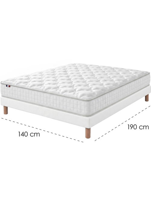 Ensemble matelas ressorts astre sommier déco blanc - Kiabi