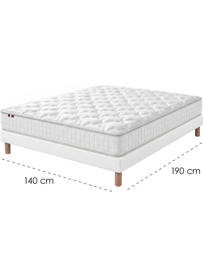 Ensemble matelas ressorts astre sommier déco blanc Blanc - Kiabi
