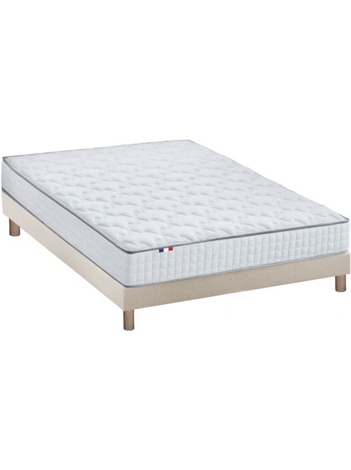 Ensemble matelas ressorts ASTRE + sommier kit beige à lattes flexibles - Kiabi Ensemble matelas ressorts ASTRE + sommier kit beige à lattes flexibles - Kiabi