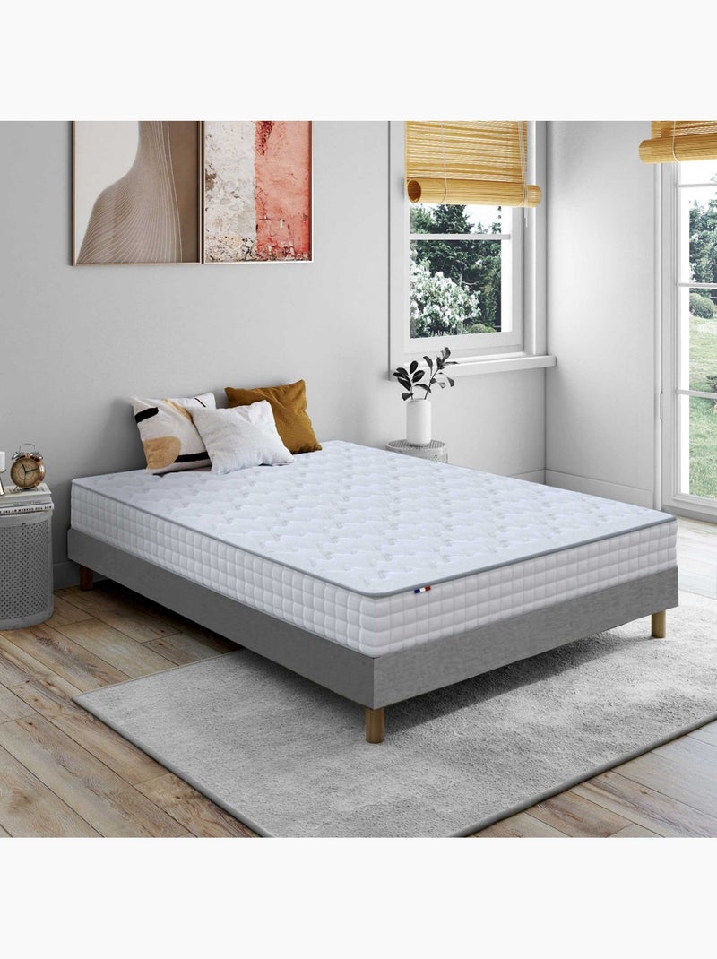 Ensemble matelas ressorts ASTRE + sommier kit gris à lattes flexibles Blanc Gris - Kiabi