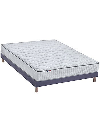 Ensemble Matelas Ressorts COSMOS + Sommier Made in France , Sommier Bleu denim