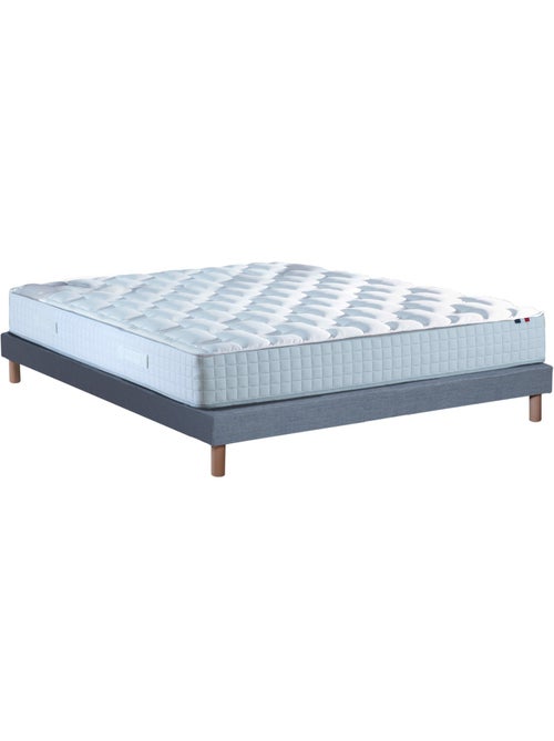 Ensemble Matelas Ressorts COSMOS + Sommier Made in France , Sommier Bleu denim - Kiabi