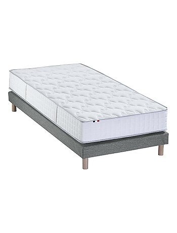 Ensemble Matelas Ressorts COSMOS + Sommier Made in France , Sommier Gris chiné