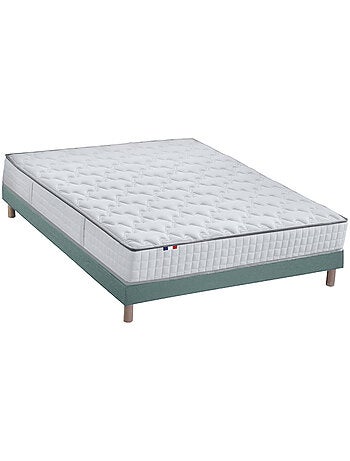 Ensemble Matelas Ressorts COSMOS + Sommier Made in France , Sommier Bleu denim