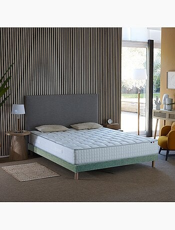 Ensemble Matelas Ressorts COSMOS + Sommier Made in France , Sommier Bleu denim