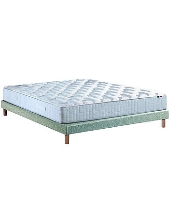 Ensemble Matelas Ressorts COSMOS + Sommier Made in France , Sommier Bleu denim