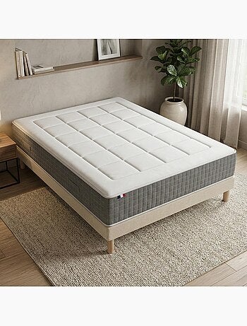 Ensemble matelas ressorts ensachés 7 zones, H28, sommier en kit beige