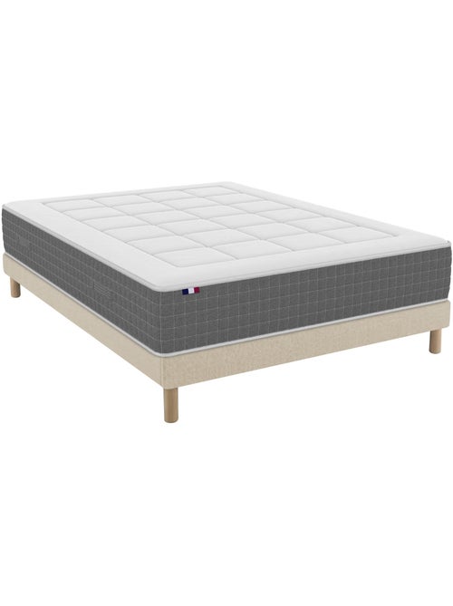 Ensemble matelas ressorts ensachés 7 zones, H28, sommier en kit beige - Kiabi Ensemble matelas ressorts ensachés 7 zones, H28, sommier en kit beige - Kiabi