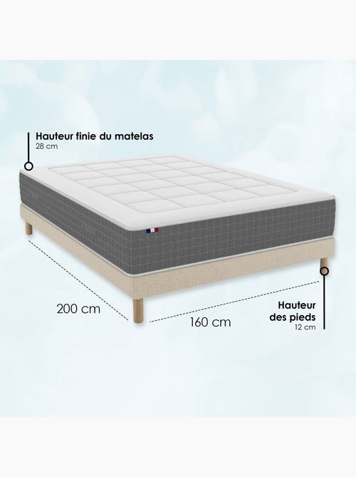 Ensemble matelas ressorts ensachés 7 zones, H28, sommier en kit beige - Kiabi Ensemble matelas ressorts ensachés 7 zones, H28, sommier en kit beige - Kiabi