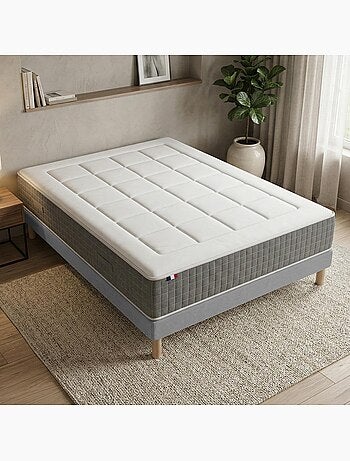 Ensemble matelas ressorts ensachés 7 zones, H28, sommier en kit gris
