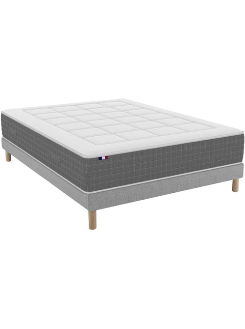 Ensemble matelas ressorts ensachés 7 zones, H28, sommier en kit gris - Kiabi Ensemble matelas ressorts ensachés 7 zones, H28, sommier en kit gris - Kiabi