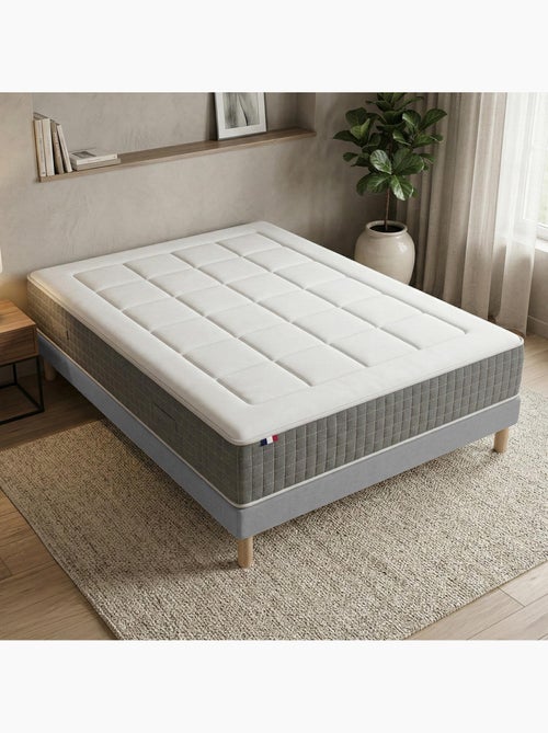 Ensemble matelas ressorts ensachés 7 zones, H28, sommier en kit gris - Kiabi Ensemble matelas ressorts ensachés 7 zones, H28, sommier en kit gris - Kiabi