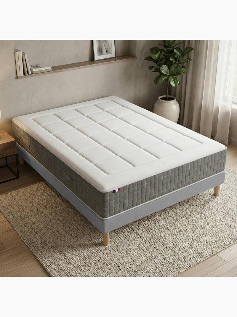 Ensemble matelas ressorts ensachés 7 zones, H28, sommier en kit gris Blanc Gris - Kiabi