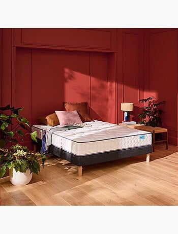 Ensemble matelas ressorts ensachés COSY LIT, sommier ferme et pieds