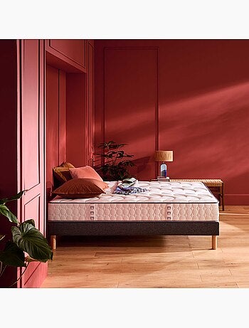 Ensemble matelas ressorts ensachés COSY LIT, sommier ferme et pieds