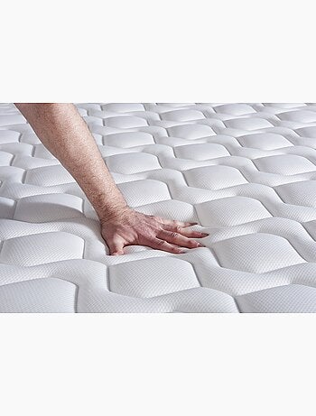 Ensemble Matelas Ressorts ensachés et mémoire de forme et Sommier tapissier en kit Blanc - Actiflex