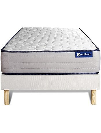 Ensemble Matelas Ressorts ensachés et mémoire de forme et Sommier tapissier en kit Gris - Actiflex