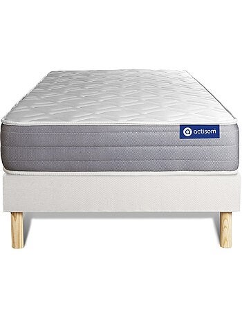 Ensemble Matelas Ressorts ensachés et mémoire de forme et Sommier tapissier en kit Gris - Actiflex