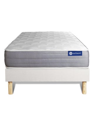 Ensemble Matelas Ressorts ensachés et mémoire de forme et Sommier tapissier en kit Blanc - Actiflex
