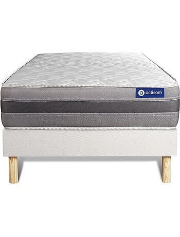 Ensemble Matelas Ressorts ensachés et mémoire de forme et Sommier tapissier en kit Gris - Actiflex