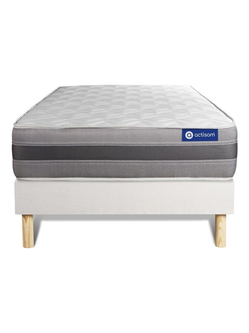 Ensemble Matelas Ressorts ensachés et mémoire de forme et Sommier tapissier en kit Blanc - Actiflex Blanc - Kiabi