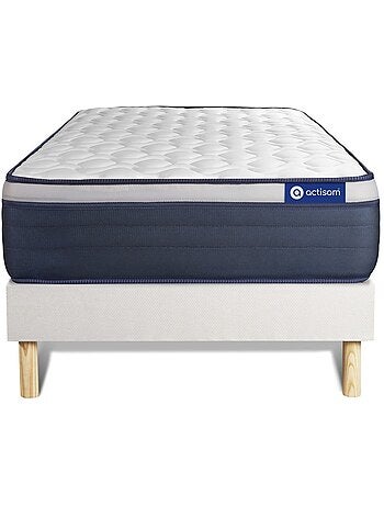 Ensemble Matelas Ressorts ensachés et mémoire de forme et Sommier tapissier en kit Gris - Actiflex