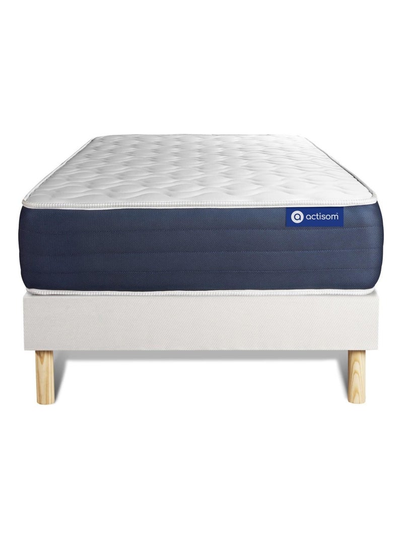 Ensemble Matelas Ressorts ensachés et mémoire de forme et Sommier tapissier en kit Blanc - Actiflex Blanc - Kiabi