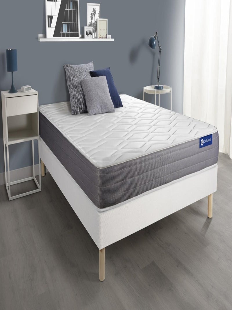 Ensemble Matelas Ressorts ensachés et mémoire de forme et Sommier tapissier en kit Blanc - Actiflex Blanc - Kiabi