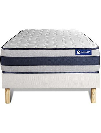 Ensemble Matelas Ressorts ensachés et mémoire de forme et Sommier tapissier en kit Blanc - Actiflex
