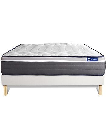 Ensemble Matelas Ressorts ensachés et mémoire de forme et Sommier tapissier en kit Blanc - Actiflex
