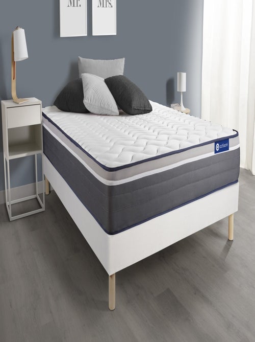 Ensemble Matelas Ressorts ensachés et mémoire de forme et Sommier tapissier en kit Blanc - Actiflex - Kiabi