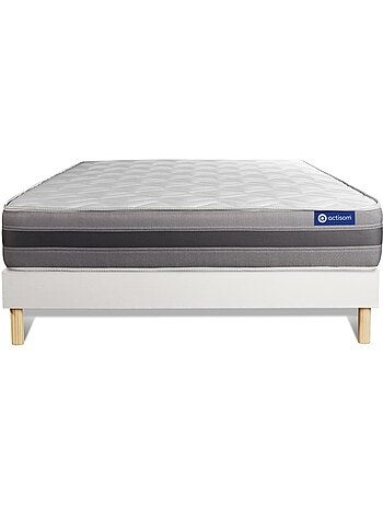 Ensemble Matelas Ressorts ensachés et mémoire de forme et Sommier tapissier en kit Blanc - Actiflex
