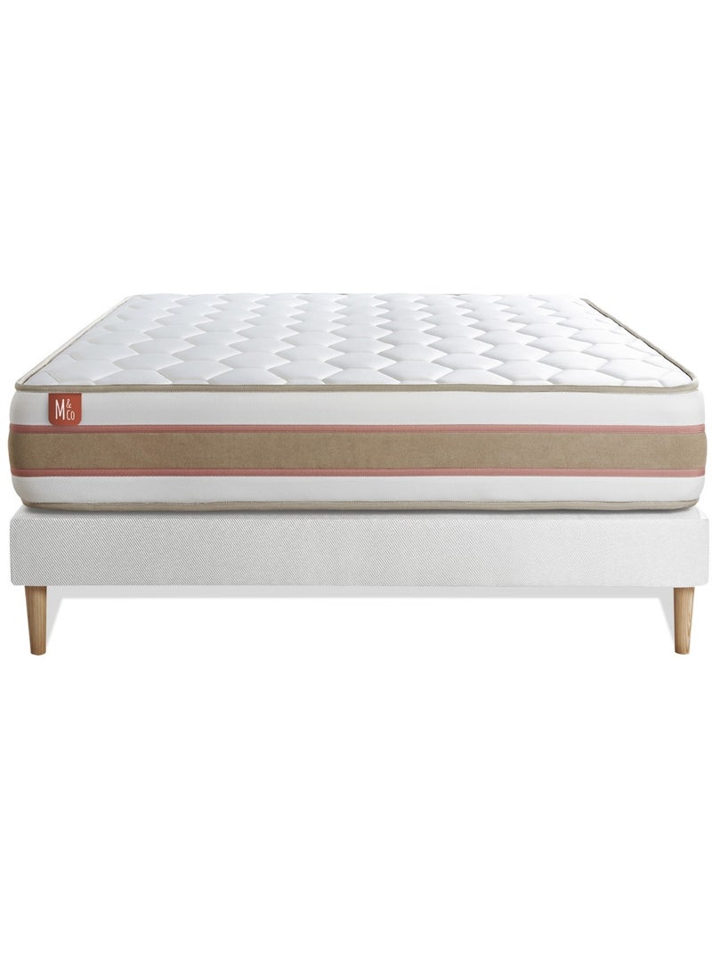 Ensemble Matelas Ressorts ensachés et mémoire de forme et Sommier tapissier en kit Blanc - Le Délic Blanc - Kiabi