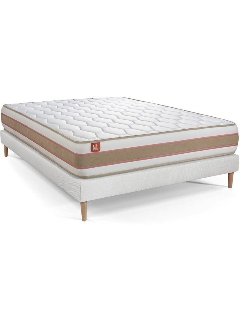 Ensemble Matelas Ressorts ensachés et mémoire de forme et Sommier tapissier en kit Blanc - Le Délic Blanc - Kiabi