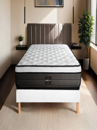 Ensemble Matelas Ressorts ensachés et mémoire de forme et Sommier tapissier en kit Blanc - Suite