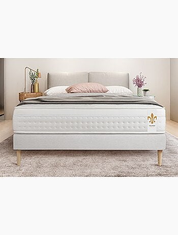 Ensemble Matelas Ressorts ensachés et mémoire de forme et Sommier tapissier en kit Blanc - Vingt-Hu