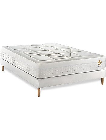 Ensemble Matelas Ressorts ensachés et mémoire de forme et Sommier tapissier en kit Blanc - Vingt-Hu