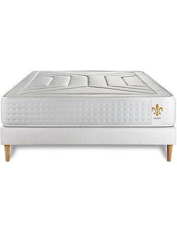 Ensemble Matelas Ressorts ensachés et mémoire de forme et Sommier tapissier en kit Blanc - Vingt-Qu