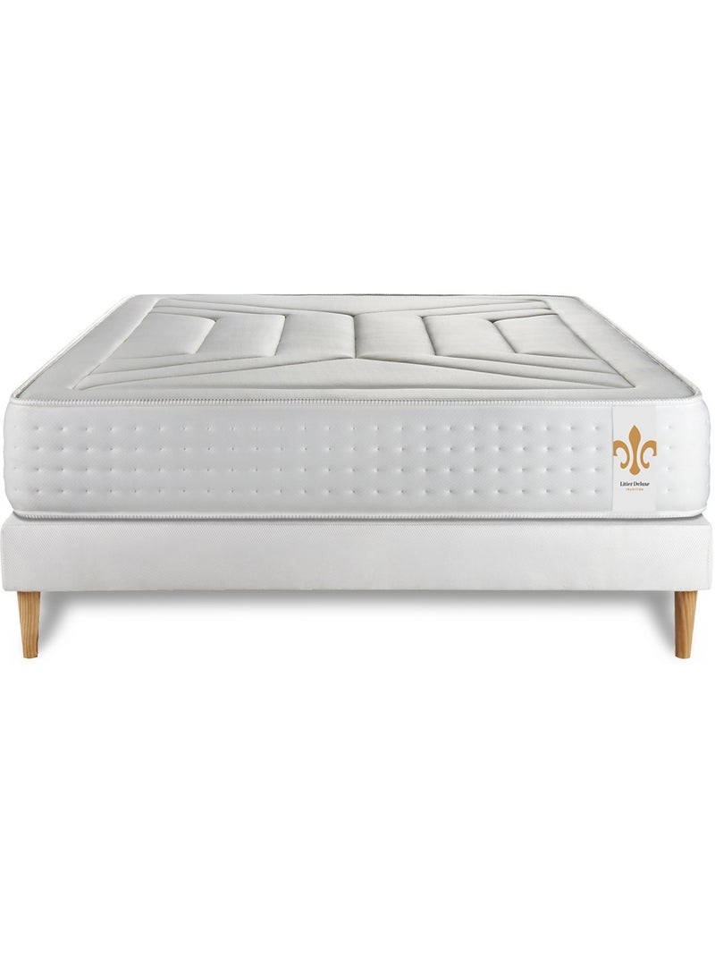 Ensemble Matelas Ressorts ensachés et mémoire de forme et Sommier tapissier en kit Blanc - Vingt-Qu Blanc - Kiabi