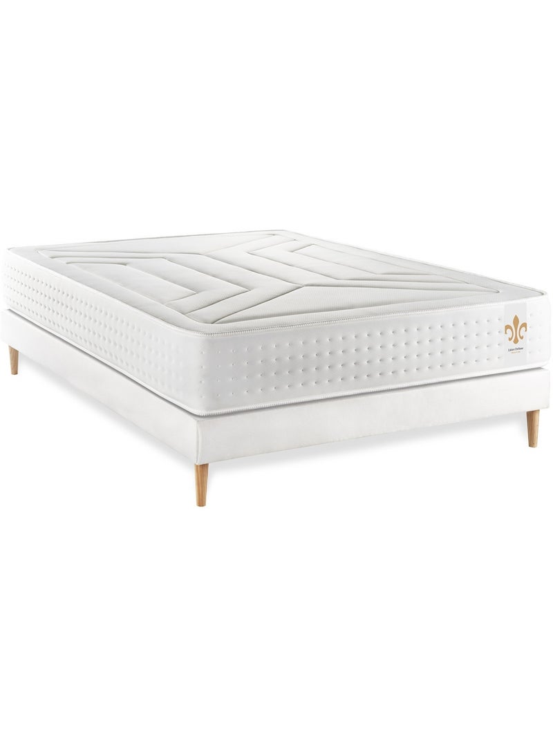 Ensemble Matelas Ressorts ensachés et mémoire de forme et Sommier tapissier en kit Blanc - Vingt-Qu Blanc - Kiabi