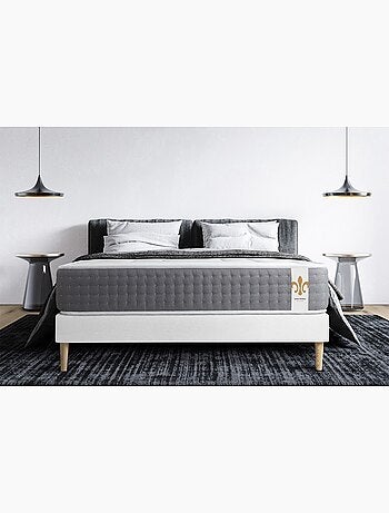 Ensemble Matelas Ressorts ensachés et mémoire de forme et Sommier tapissier en kit Blanc - Vingt-Si