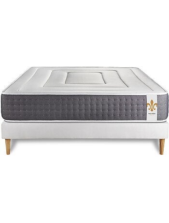 Ensemble Matelas Ressorts ensachés et mémoire de forme et Sommier tapissier en kit Blanc - Vingt-Si