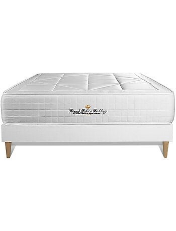 Ensemble Matelas Ressorts ensachés et mémoire de forme et Sommier tapissier en kit Blanc - Windsor