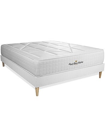 Ensemble Matelas Ressorts ensachés et mémoire de forme et Sommier tapissier en kit Blanc - Windsor