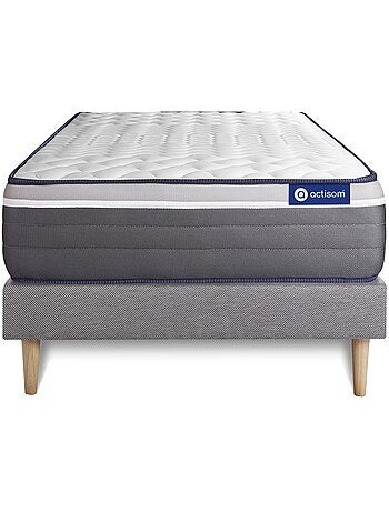 Ensemble Matelas Ressorts ensachés et mémoire de forme et Sommier tapissier en kit Gris - Actiflex