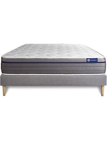 Ensemble Matelas Ressorts ensachés et mémoire de forme et Sommier tapissier en kit Gris - Actiflex