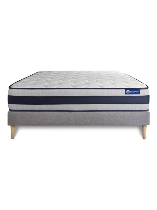 Ensemble Matelas Ressorts ensachés et mémoire de forme et Sommier tapissier en kit Gris - Actiflex - Kiabi