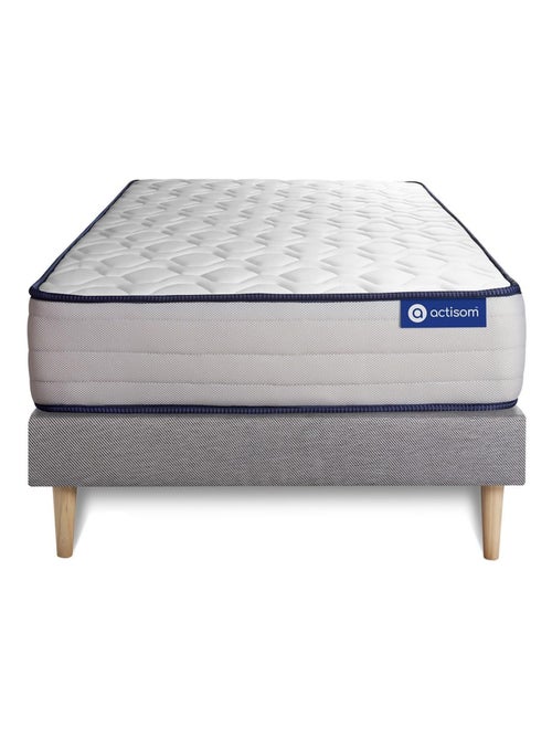 Ensemble Matelas Ressorts ensachés et mémoire de forme et Sommier tapissier en kit Gris - Actiflex - Kiabi